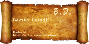 Bartko Dezső névjegykártya